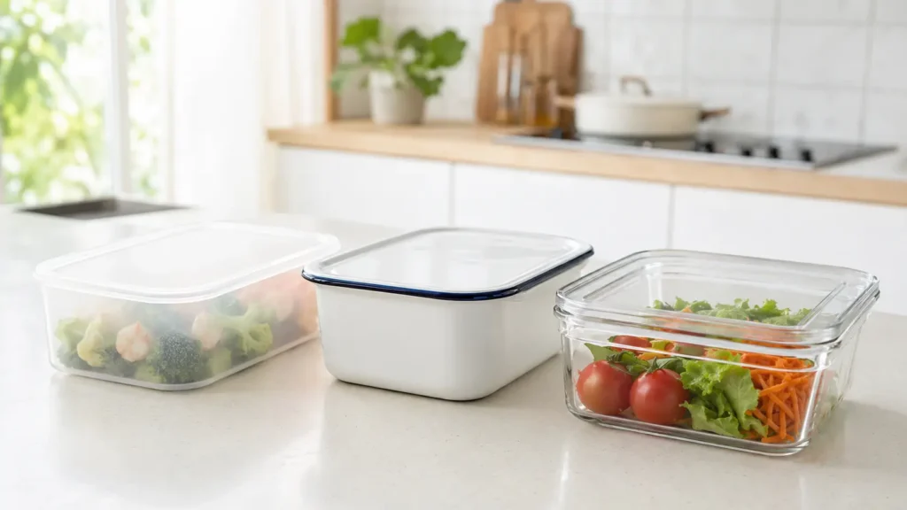 ガラス・プラスチック・ホーロー製の保存容器の違い