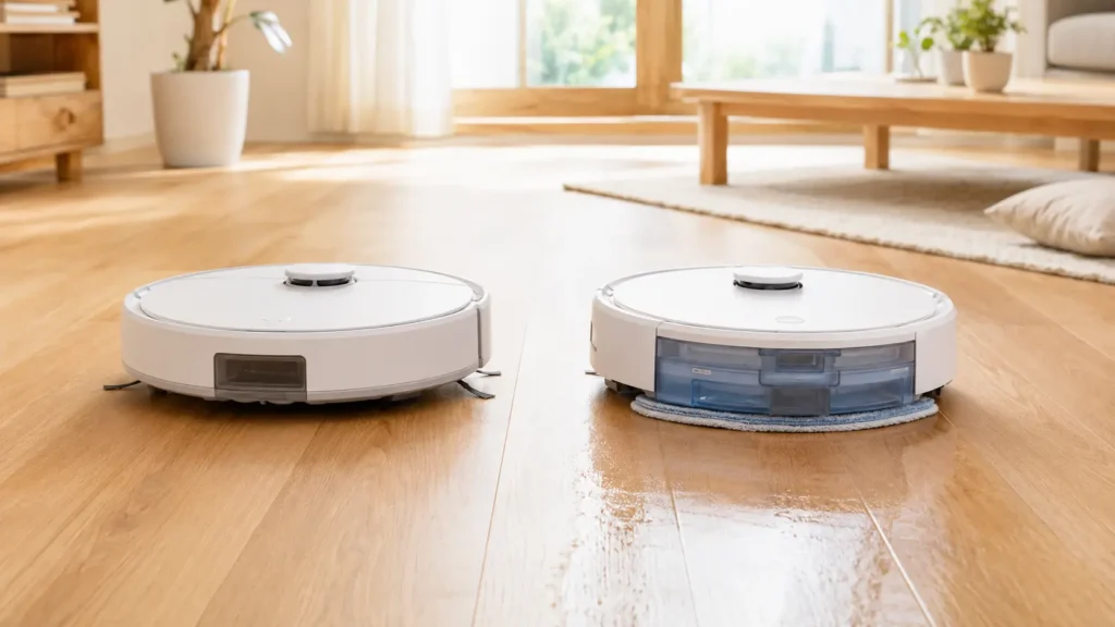 吸引のみと水拭き対応のロボット掃除機の違い